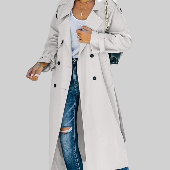 Lapel Long Sleeve Overcoat Outwear Winter Warm Trench Coat Jacket - Picture 4 of 7